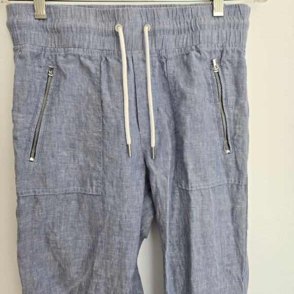 Athleta Cabo Linen Joggers Chambray Blue Elastic Waist Coastal Women 4 - Picture 4 of 11